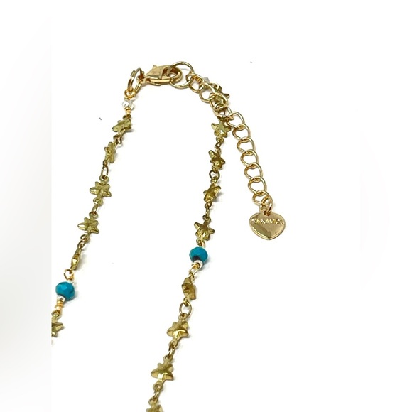 New Anthropologie Star Turquoise Gold Necklace - Picture 3 of 5
